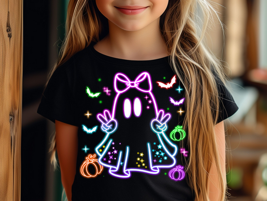 Girls Halloween Neon Ghost Tee