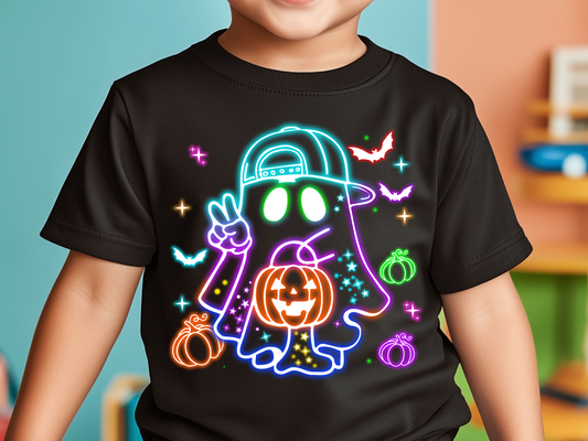 Boys Halloween Neon Ghost Tee